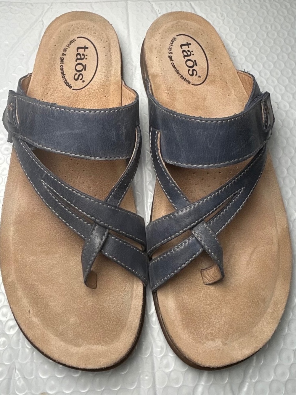 Taos Perfect Womens Leather Thong Sandals Toe Loop Strappy Comfort Slides 10